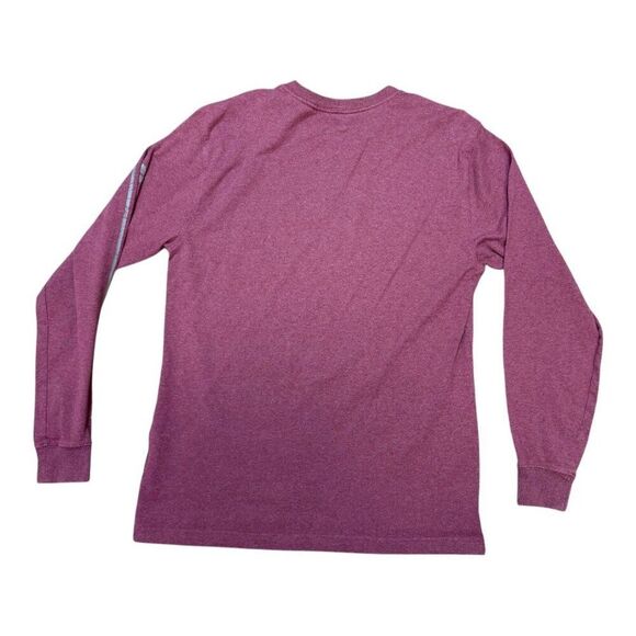 Carhartt Original Fit Long Sleeve Crewneck Spellout Pocket Shirt S Burgundy - Picture 2 of 4